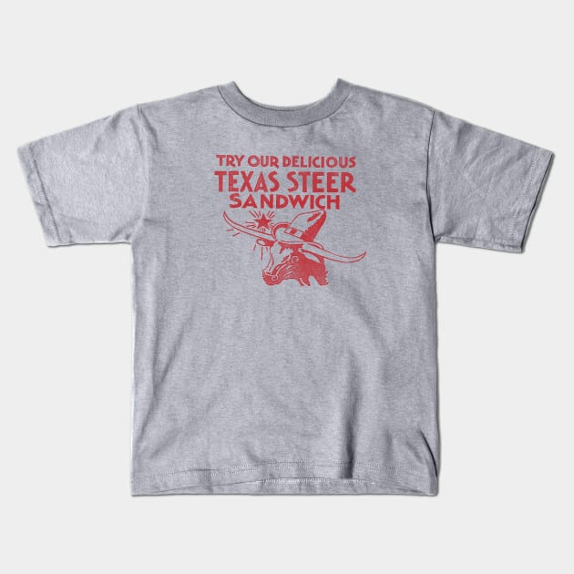 Texas Steer Sandwich Kids T-Shirt by TouristTrash